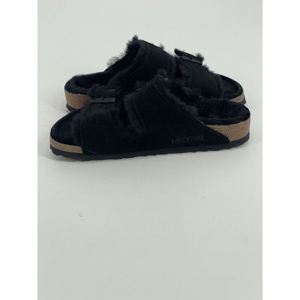 Birkenstock ARIZONA FUR Shearling EU37 BLACK Suede US Women Size 6.5 NEW NWT - Picture 8 of 9